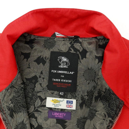 【中古】タケオキクチ TAKEO KIKUCHI Fabric by FOX UMBRELLAS コットン ジップアップ スイングトップ レッド【サイズ42】【 状態ランクC 】【 メンズ 】