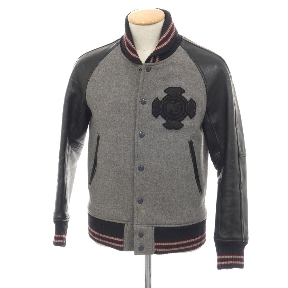 【中古】サイベーシックス SCYE BASICS ウール×カウレザー 中綿入り スタジャン グレーxブラック【サイズ36】【 状態ランクC 】【 メンズ 】