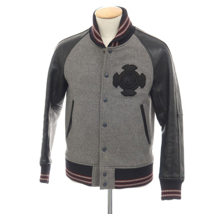 【中古】サイベーシックス SCYE BASICS ウール×カウレザー 中綿入り スタジャン グレーxブラック【サイズ36】【 状態ランクC 】【 メンズ 】