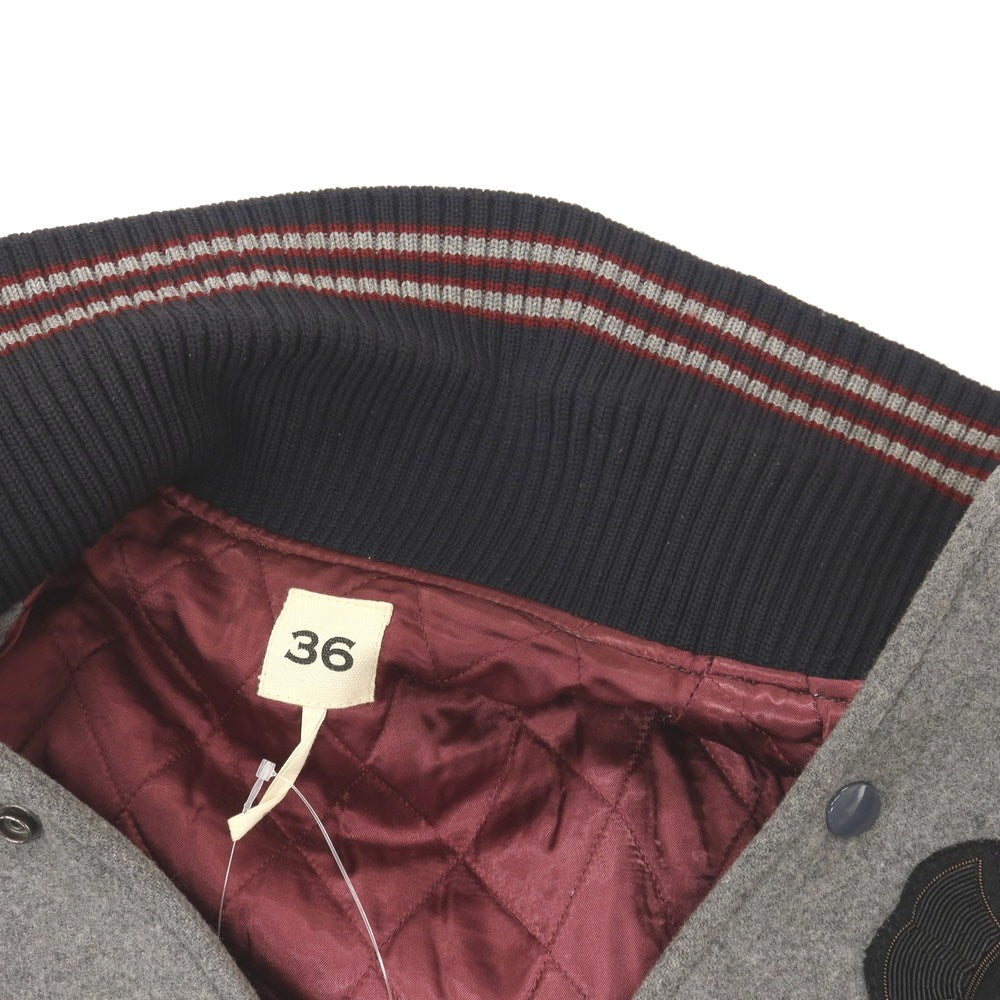 【中古】サイベーシックス SCYE BASICS ウール×カウレザー 中綿入り スタジャン グレーxブラック【サイズ36】【 状態ランクC 】【 メンズ 】
