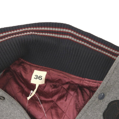 【中古】サイベーシックス SCYE BASICS ウール×カウレザー 中綿入り スタジャン グレーxブラック【サイズ36】【 状態ランクC 】【 メンズ 】
