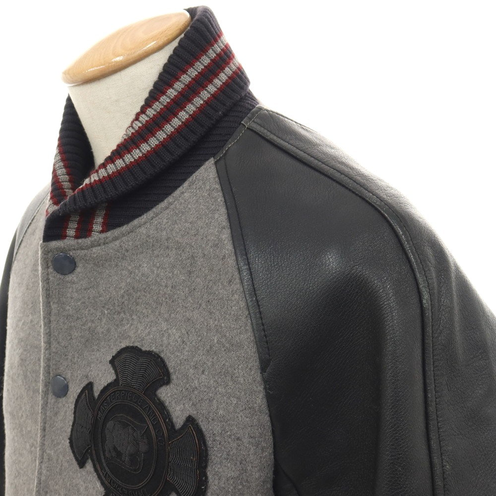 【中古】サイベーシックス SCYE BASICS ウール×カウレザー 中綿入り スタジャン グレーxブラック【サイズ36】【 状態ランクC 】【 メンズ 】