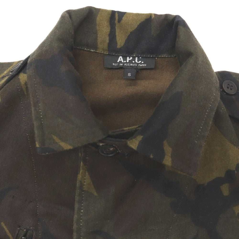 【中古】アーペーセー A.P.C. コットン カモフラージュ プリント ミリタリージャケット ダークオリーブxブラウン【サイズS】【 状態ランクC 】【 メンズ 】