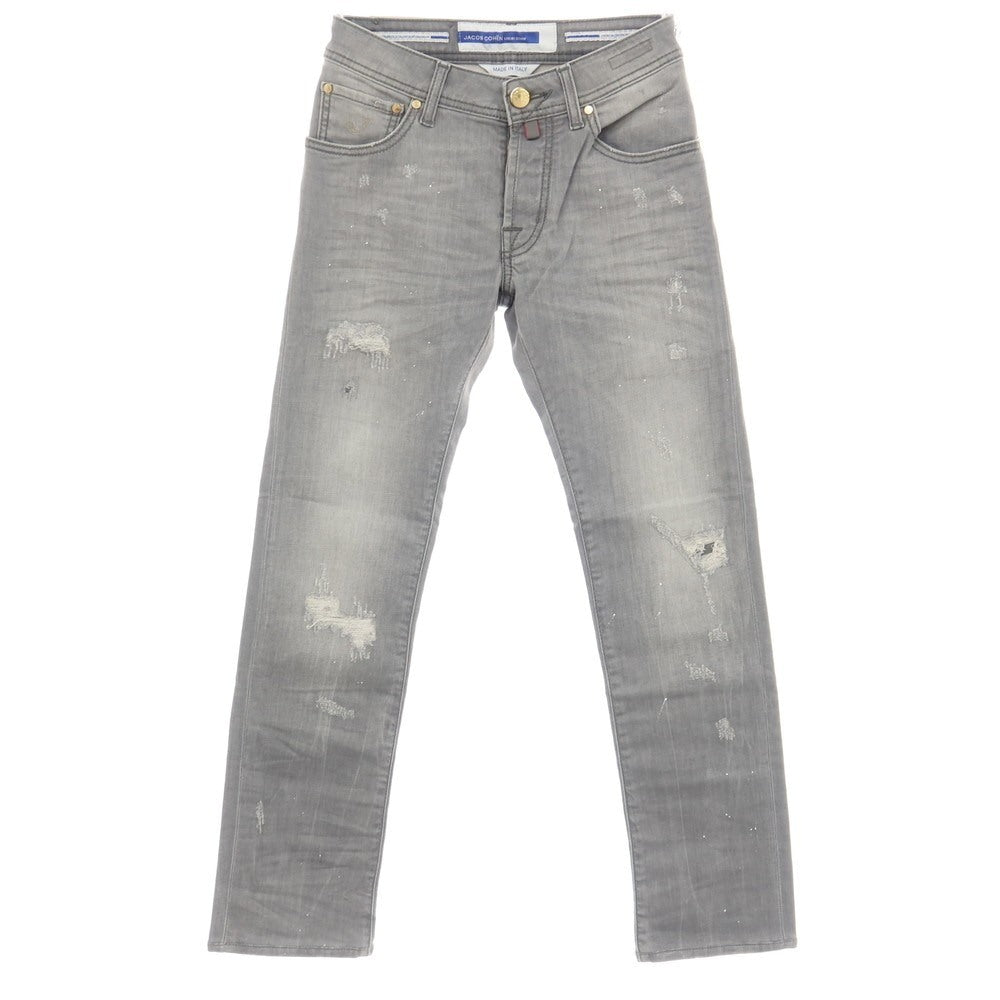 【中古】ヤコブコーエン JACOB COHEN NICK ダメージ＆ペイント加工 ストレッチ コットン デニムパンツ ジーンズ グレー【サイズ28】【 状態ランクA 】【 メンズ 】