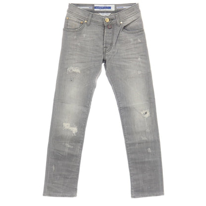 【中古】ヤコブコーエン JACOB COHEN NICK ダメージ＆ペイント加工 ストレッチ コットン デニムパンツ ジーンズ グレー【サイズ28】【 状態ランクA 】【 メンズ 】