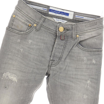 【中古】ヤコブコーエン JACOB COHEN NICK ダメージ＆ペイント加工 ストレッチ コットン デニムパンツ ジーンズ グレー【サイズ28】【 状態ランクA 】【 メンズ 】