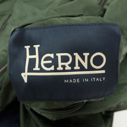 【中古】ヘルノ Herno リバーシブル モノグラム柄ジャカード＆ストレッチメッシュ フーデッドブルゾン グリーンxネイビー【サイズ46】【 状態ランクB 】【 メンズ 】