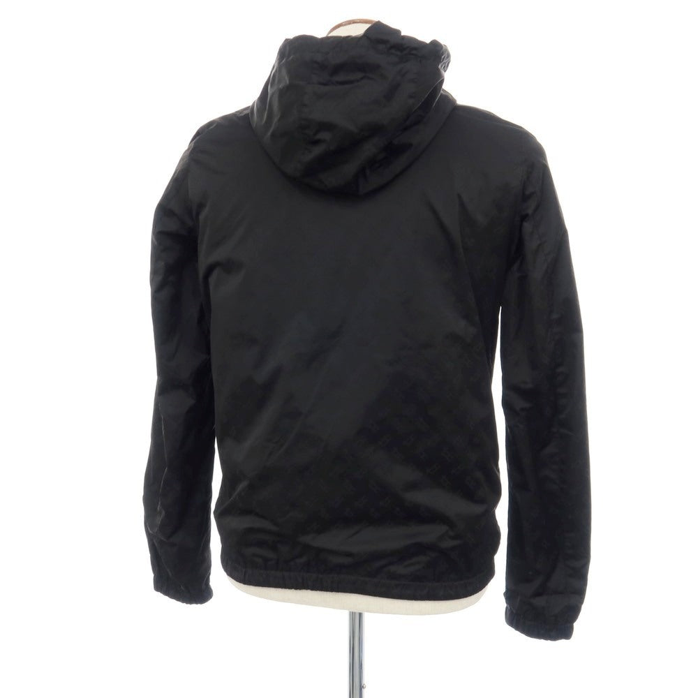【中古】ヘルノ Herno リバーシブル モノグラム柄ジャカード＆ストレッチメッシュ フーデッドブルゾン ブラック【サイズ46】【 状態ランクA 】【 メンズ 】