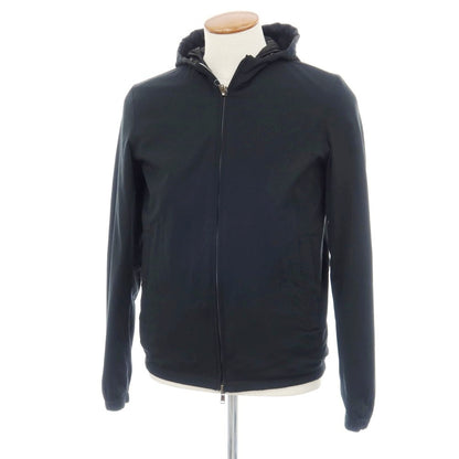 【中古】ヘルノ Herno リバーシブル モノグラム柄ジャカード＆ストレッチメッシュ フーデッドブルゾン ブラック【サイズ46】【 状態ランクA 】【 メンズ 】