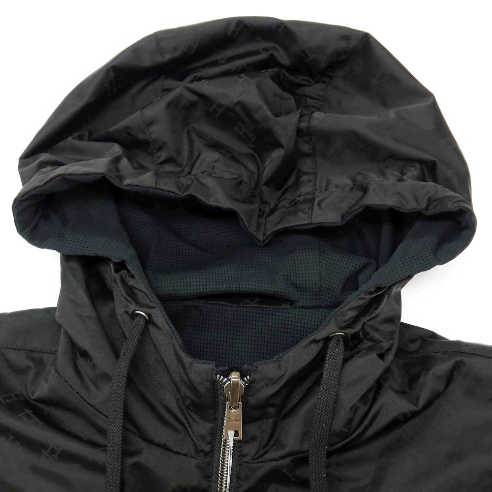【中古】ヘルノ Herno リバーシブル モノグラム柄ジャカード＆ストレッチメッシュ フーデッドブルゾン ブラック【サイズ46】【 状態ランクA 】【 メンズ 】