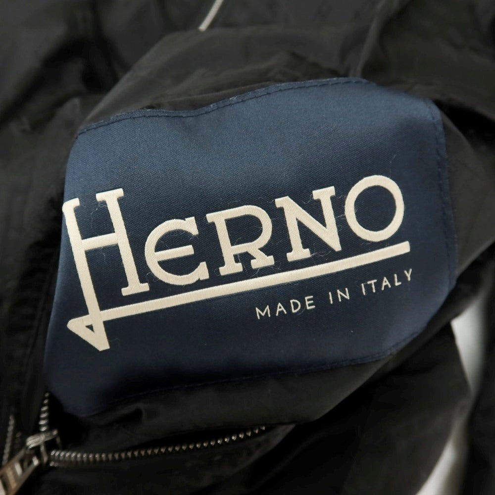 【中古】ヘルノ Herno リバーシブル モノグラム柄ジャカード＆ストレッチメッシュ フーデッドブルゾン ブラック【サイズ46】【 状態ランクA 】【 メンズ 】