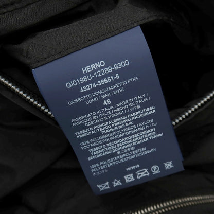 【中古】ヘルノ Herno リバーシブル モノグラム柄ジャカード＆ストレッチメッシュ フーデッドブルゾン ブラック【サイズ46】【 状態ランクA 】【 メンズ 】