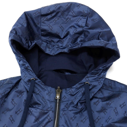 【中古】ヘルノ Herno リバーシブル モノグラム柄ジャカード＆ストレッチメッシュ フーデッドブルゾン ネイビー【サイズ46】【 状態ランクA 】【 メンズ 】