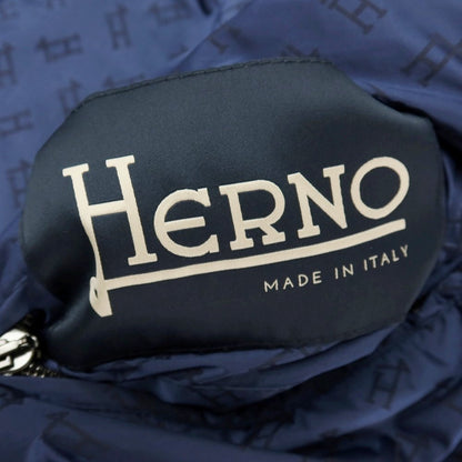 【中古】ヘルノ Herno リバーシブル モノグラム柄ジャカード＆ストレッチメッシュ フーデッドブルゾン ネイビー【サイズ46】【 状態ランクA 】【 メンズ 】