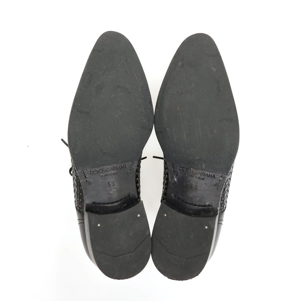 【中古】ドルチェアンドガッバーナ DOLCE&amp;GABBANA レザー ドレスシューズ ブラック【サイズ5.5】【 状態ランクB 】【 メンズ 】