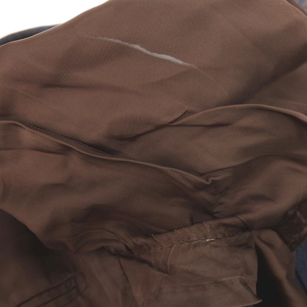 【中古】リングヂャケット RING JACKET シルクコットン チェック 3B テーラードジャケット ネイビーxブラウン【サイズ50】【 状態ランクC 】【 メンズ 】