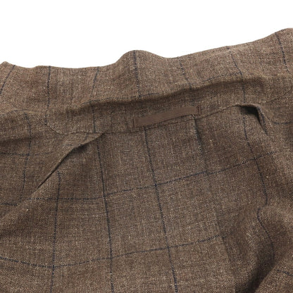 【中古】リングヂャケット RING JACKET シルクリネンナイロン ウィンドウペーンチェック 3B テーラードジャケット ブラウンxネイビー【サイズ48】【 状態ランクC 】【 メンズ 】