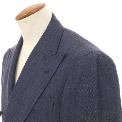 【中古】リングヂャケット RING JACKET ウールシルクリネン 6B ダブルブレスト テーラードジャケット ネイビー【サイズ48】【 状態ランクC 】【 メンズ 】