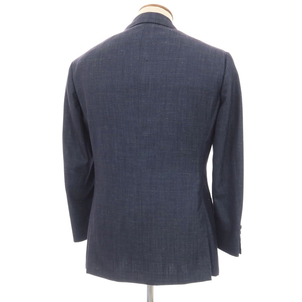 【中古】リングヂャケット RING JACKET ウールシルクリネン 6B ダブルブレスト テーラードジャケット ネイビー【サイズ48】【 状態ランクC 】【 メンズ 】