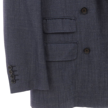 【中古】リングヂャケット RING JACKET ウールシルクリネン 6B ダブルブレスト テーラードジャケット ネイビー【サイズ48】【 状態ランクC 】【 メンズ 】