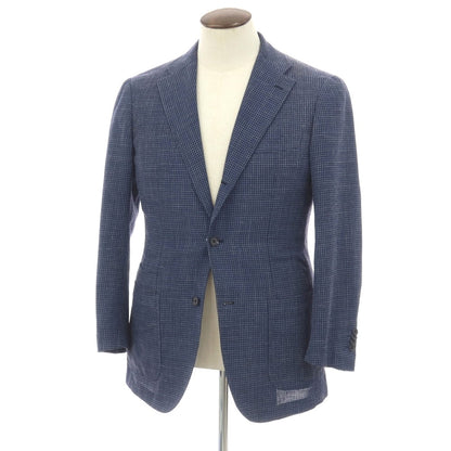 【中古】リングヂャケット RING JACKET ウールシルクリネン 3B テーラードジャケット ネイビーxホワイト【サイズ50】【 状態ランクC 】【 メンズ 】