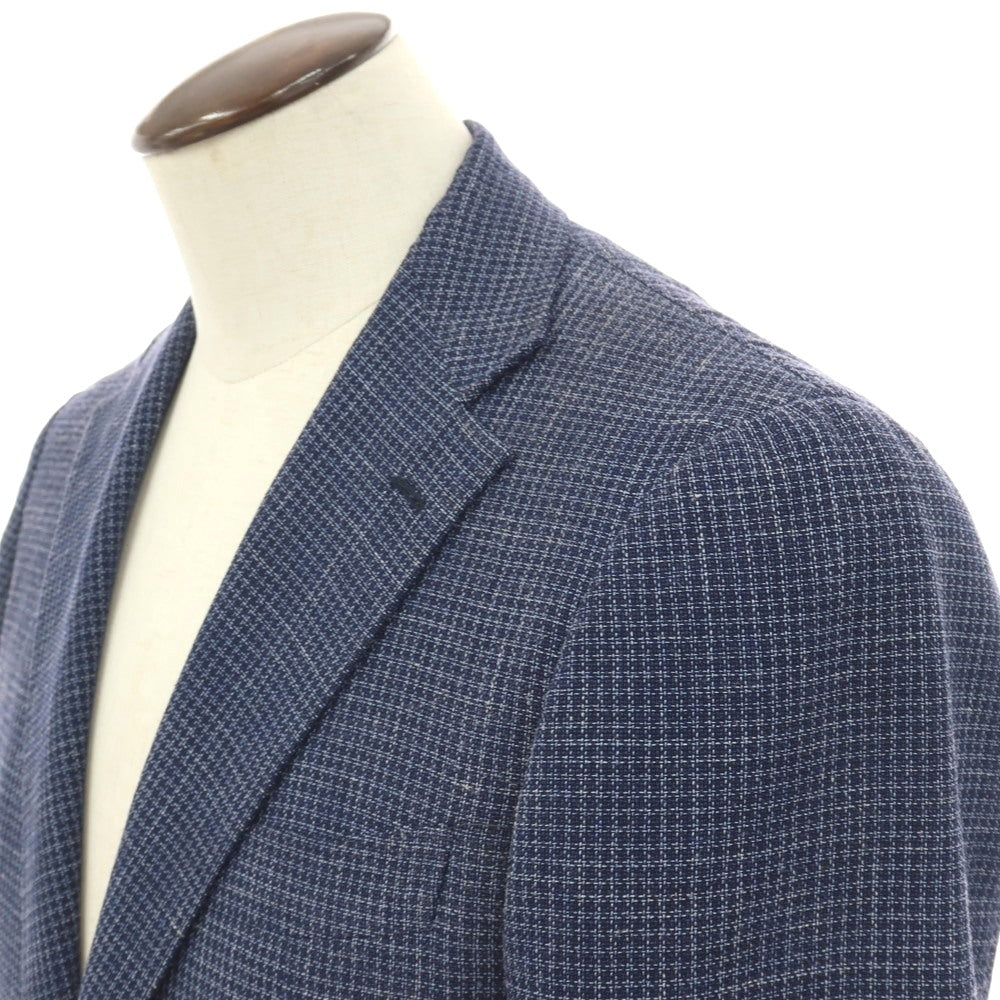 【中古】リングヂャケット RING JACKET ウールシルクリネン 3B テーラードジャケット ネイビーxホワイト【サイズ50】【 状態ランクC 】【 メンズ 】