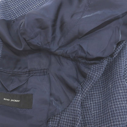 【中古】リングヂャケット RING JACKET ウールシルクリネン 3B テーラードジャケット ネイビーxホワイト【サイズ50】【 状態ランクC 】【 メンズ 】