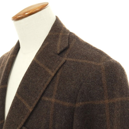 【中古】リングヂャケット RING JACKET ウールアルパカ ウィンドウペーンチェック 3B テーラードジャケット ダークブラウンxブラウン【サイズ48】【 状態ランクC 】【 メンズ 】