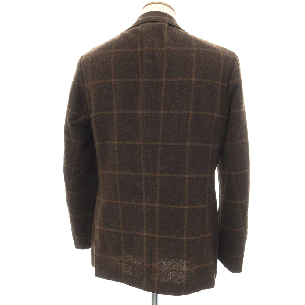 【中古】リングヂャケット RING JACKET ウールアルパカ ウィンドウペーンチェック 3B テーラードジャケット ダークブラウンxブラウン【サイズ48】【 状態ランクC 】【 メンズ 】