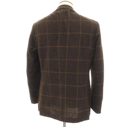 【中古】リングヂャケット RING JACKET ウールアルパカ ウィンドウペーンチェック 3B テーラードジャケット ダークブラウンxブラウン【サイズ48】【 状態ランクC 】【 メンズ 】