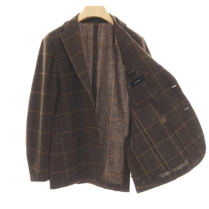 【中古】リングヂャケット RING JACKET ウールアルパカ ウィンドウペーンチェック 3B テーラードジャケット ダークブラウンxブラウン【サイズ48】【 状態ランクC 】【 メンズ 】