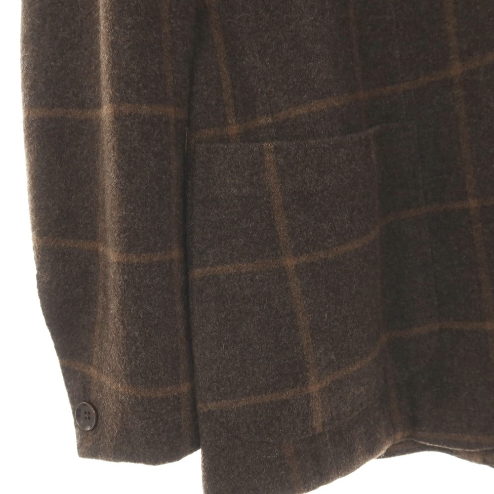 【中古】リングヂャケット RING JACKET ウールアルパカ ウィンドウペーンチェック 3B テーラードジャケット ダークブラウンxブラウン【サイズ48】【 状態ランクC 】【 メンズ 】