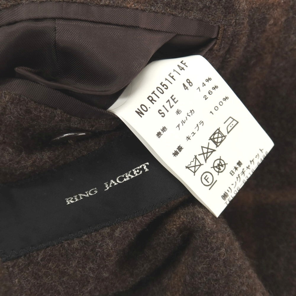 【中古】リングヂャケット RING JACKET ウールアルパカ ウィンドウペーンチェック 3B テーラードジャケット ダークブラウンxブラウン【サイズ48】【 状態ランクC 】【 メンズ 】