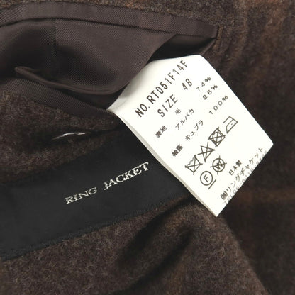 【中古】リングヂャケット RING JACKET ウールアルパカ ウィンドウペーンチェック 3B テーラードジャケット ダークブラウンxブラウン【サイズ48】【 状態ランクC 】【 メンズ 】