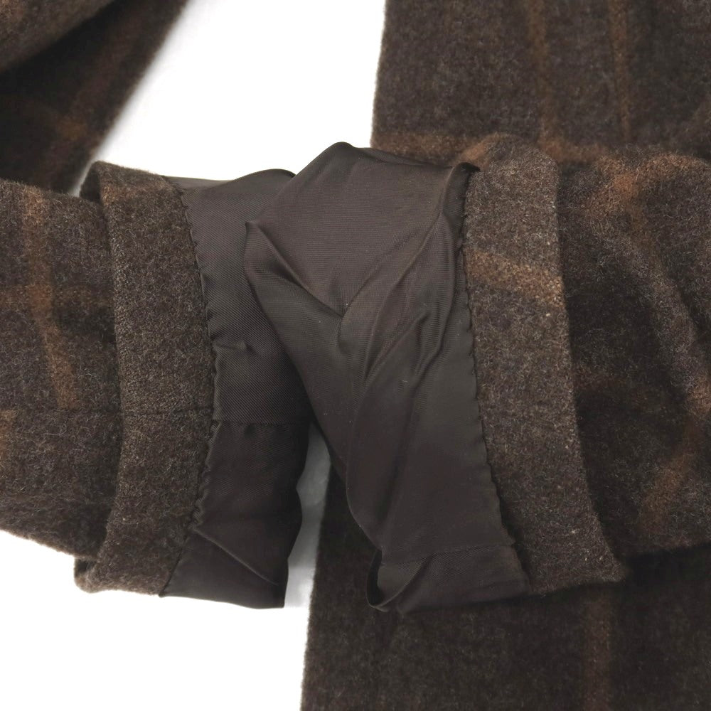 【中古】リングヂャケット RING JACKET ウールアルパカ ウィンドウペーンチェック 3B テーラードジャケット ダークブラウンxブラウン【サイズ48】【 状態ランクC 】【 メンズ 】