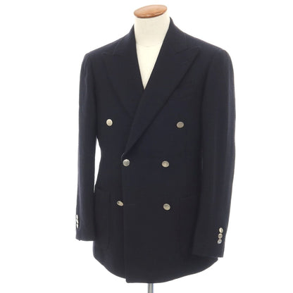 【中古】リングヂャケット RING JACKET New Balloon ウール ダブル6B テーラードジャケット ネイビー【サイズ48】【 状態ランクC 】【 メンズ 】
