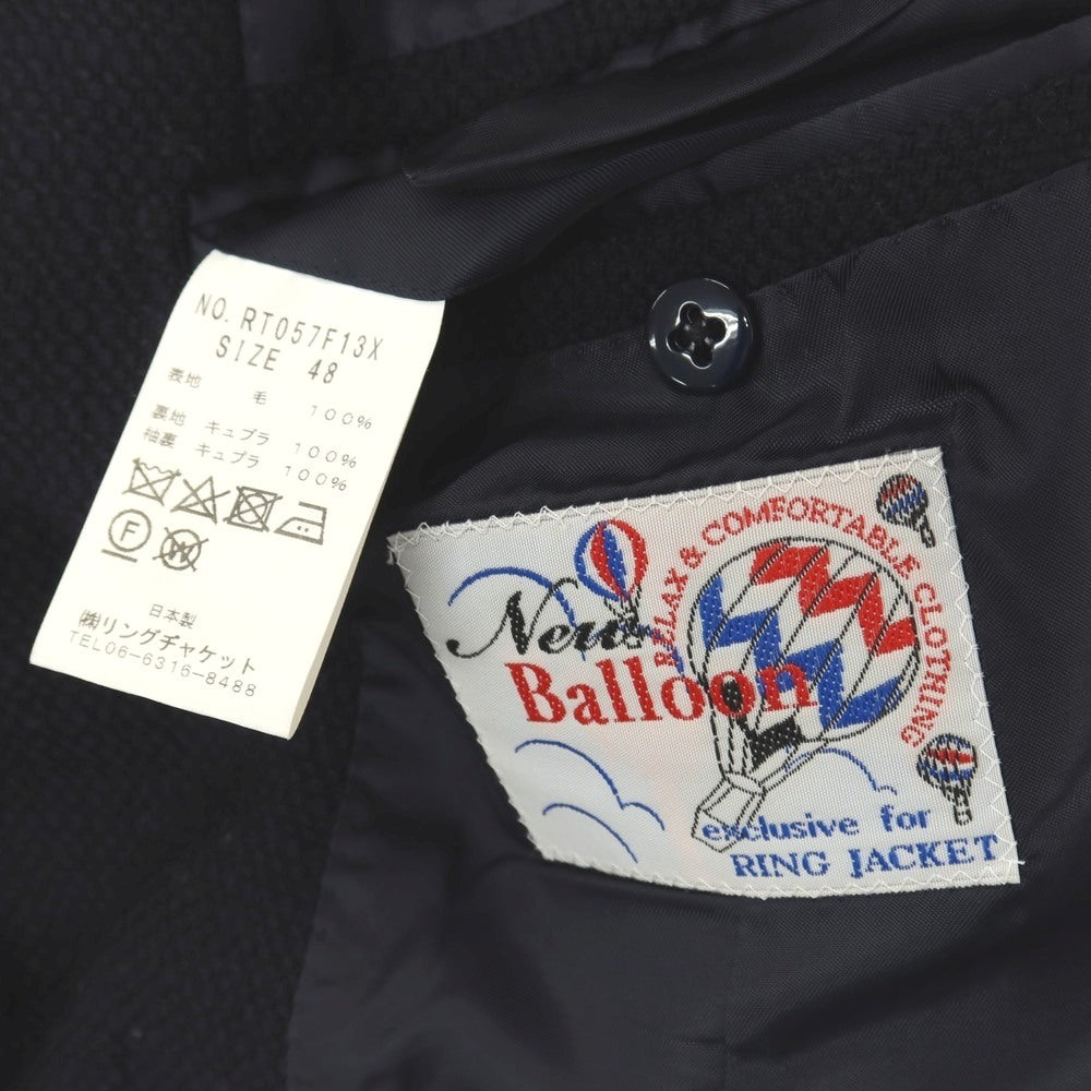 【中古】リングヂャケット RING JACKET New Balloon ウール ダブル6B テーラードジャケット ネイビー【サイズ48】【 状態ランクC 】【 メンズ 】