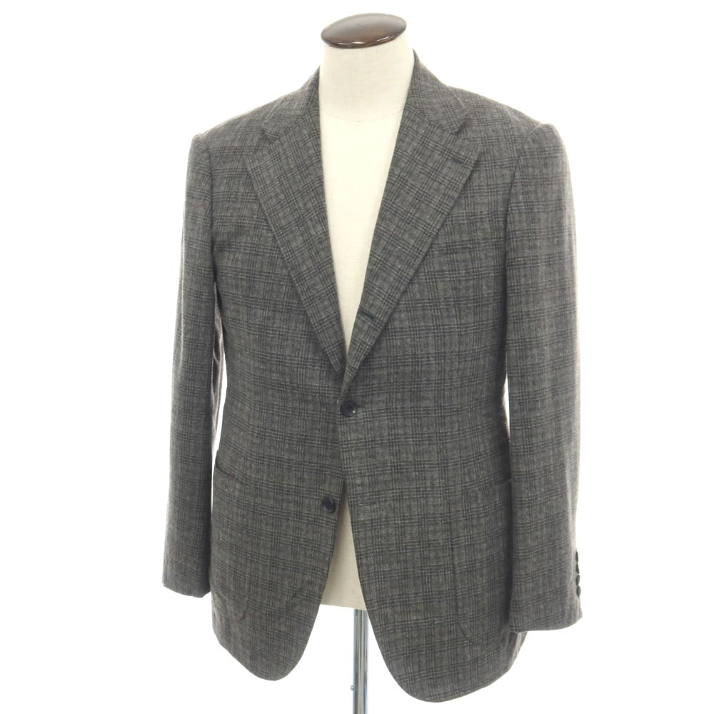 【中古】リングヂャケット RING JACKET BARNEYS NEW YORK別注 ウールナイロン チェック 3B テーラードジャケット グレー【サイズ50】【 状態ランクC 】【 メンズ 】