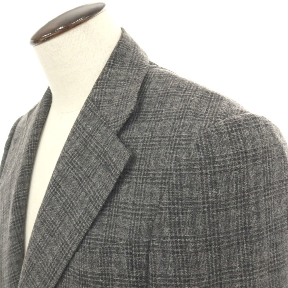 【中古】リングヂャケット RING JACKET BARNEYS NEW YORK別注 ウールナイロン チェック 3B テーラードジャケット グレー【サイズ50】【 状態ランクC 】【 メンズ 】