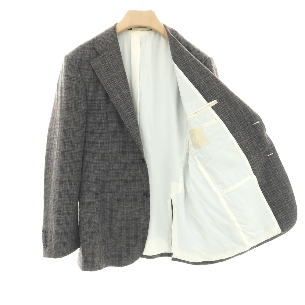 【中古】リングヂャケット RING JACKET BARNEYS NEW YORK別注 ウールナイロン チェック 3B テーラードジャケット グレー【サイズ50】【 状態ランクC 】【 メンズ 】
