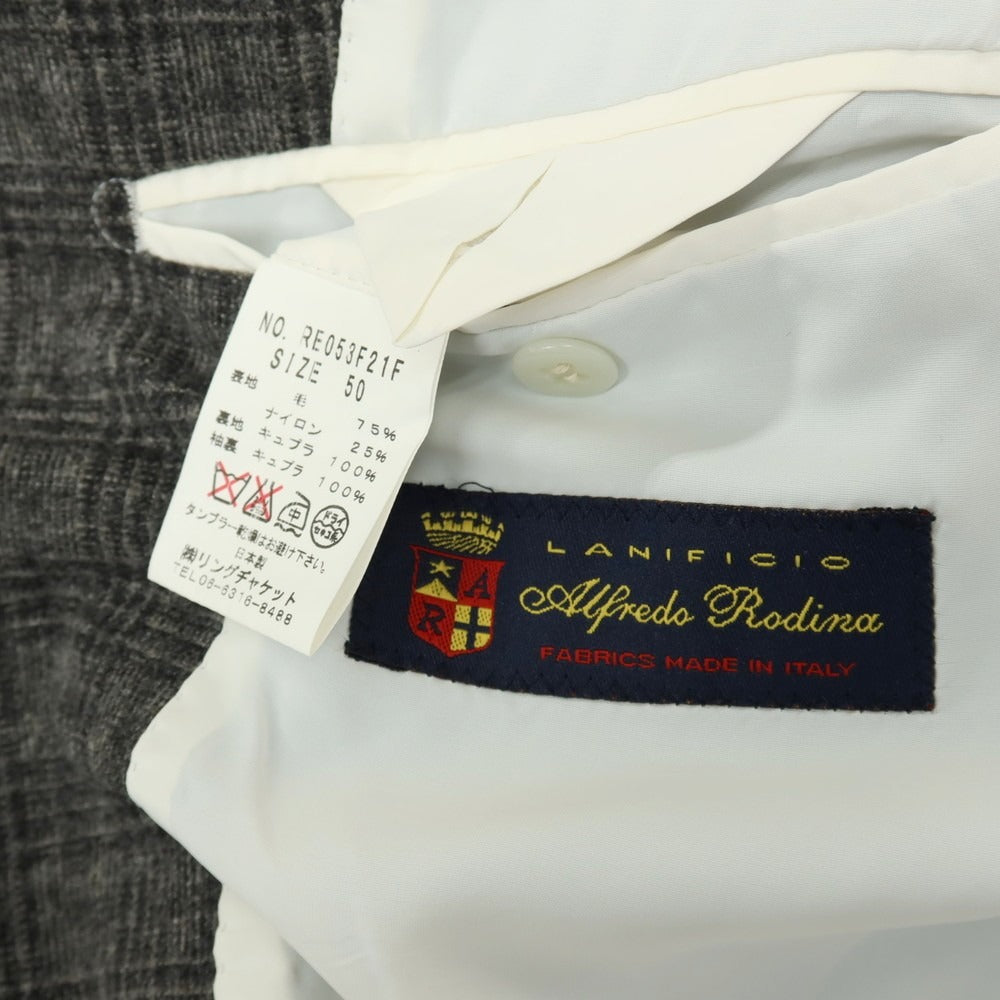 【中古】リングヂャケット RING JACKET BARNEYS NEW YORK別注 ウールナイロン チェック 3B テーラードジャケット グレー【サイズ50】【 状態ランクC 】【 メンズ 】