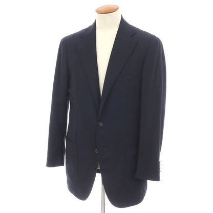 【中古】ラファエル カルーゾ CARUSO Raffaele Caruso ANGELO MARINO NAPOLI別注 ウール 3B テーラードジャケット ネイビー【サイズ48】【 状態ランクC 】【 メンズ 】