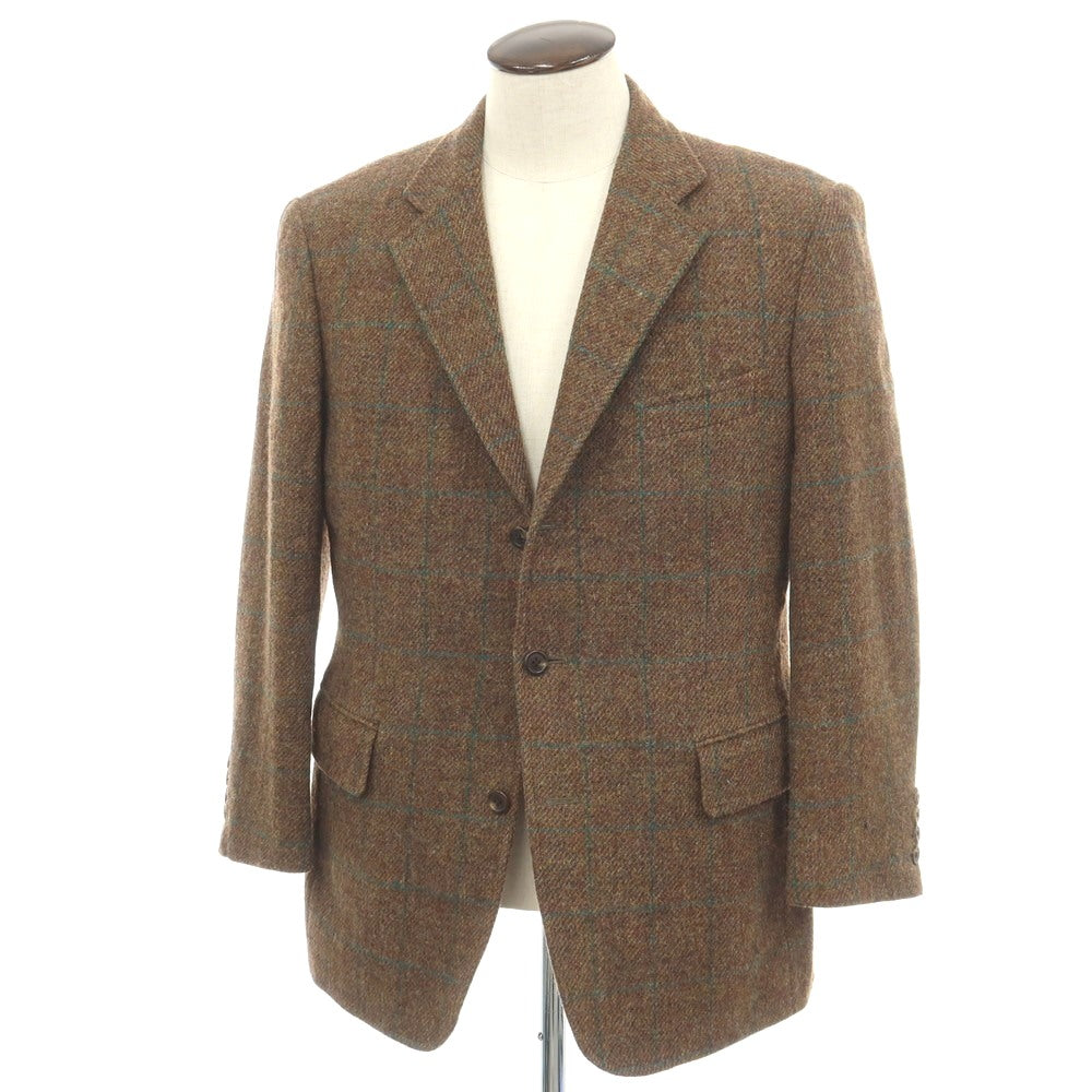 【中古】ジェイプレス J.PRESS ウール ハリスツイード ウィンドウペーンチェック 3B テーラードジャケット ブラウンxグリーン【サイズA6】【 状態ランクC 】【 メンズ 】