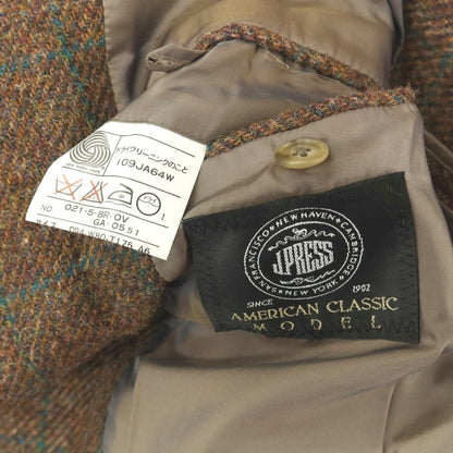 【中古】ジェイプレス J.PRESS ウール ハリスツイード ウィンドウペーンチェック 3B テーラードジャケット ブラウンxグリーン【サイズA6】【 状態ランクC 】【 メンズ 】