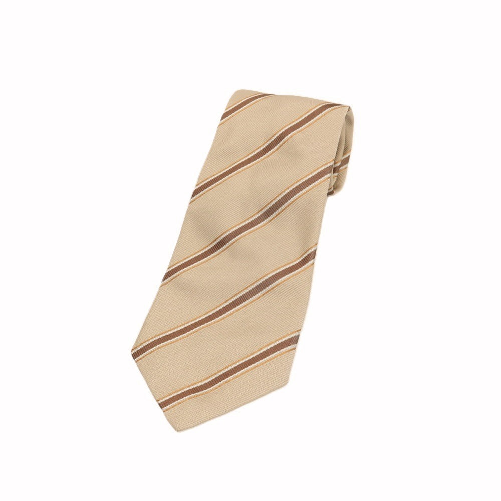 【中古】タイユアタイ TIE YOUR TIE シルク ストライプ柄ネクタイ ベージュxブラウン【 状態ランクB 】【 メンズ 】