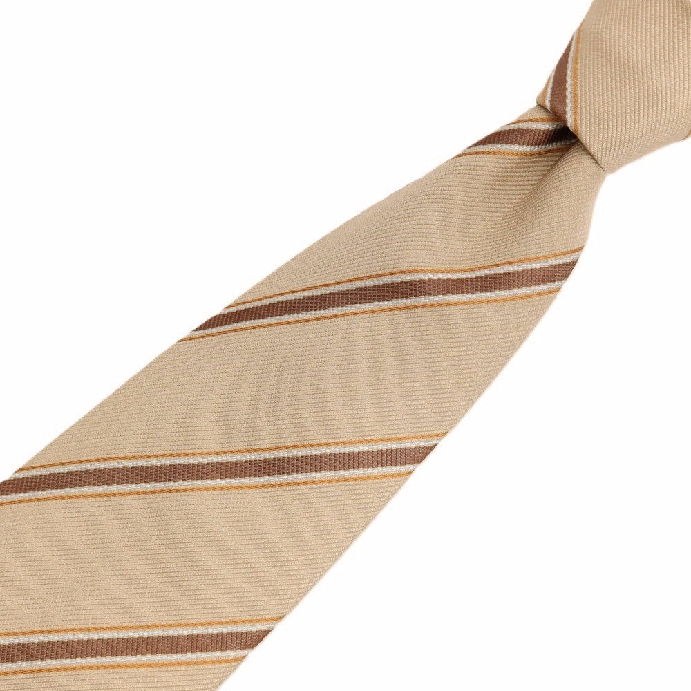 【中古】タイユアタイ TIE YOUR TIE シルク ストライプ柄ネクタイ ベージュxブラウン【 状態ランクB 】【 メンズ 】
