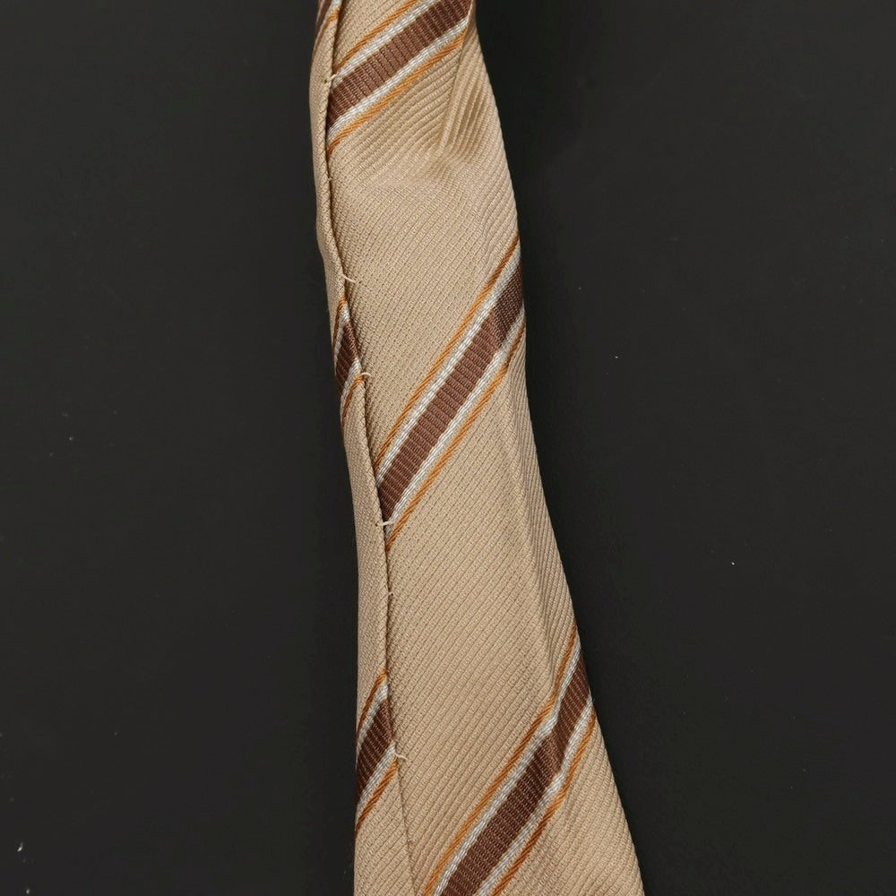 【中古】タイユアタイ TIE YOUR TIE シルク ストライプ柄ネクタイ ベージュxブラウン【 状態ランクB 】【 メンズ 】