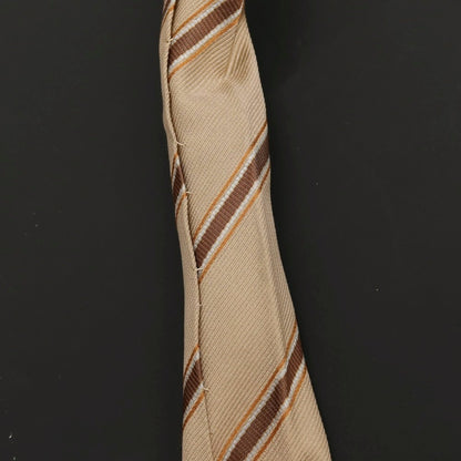 【中古】タイユアタイ TIE YOUR TIE シルク ストライプ柄ネクタイ ベージュxブラウン【 状態ランクB 】【 メンズ 】