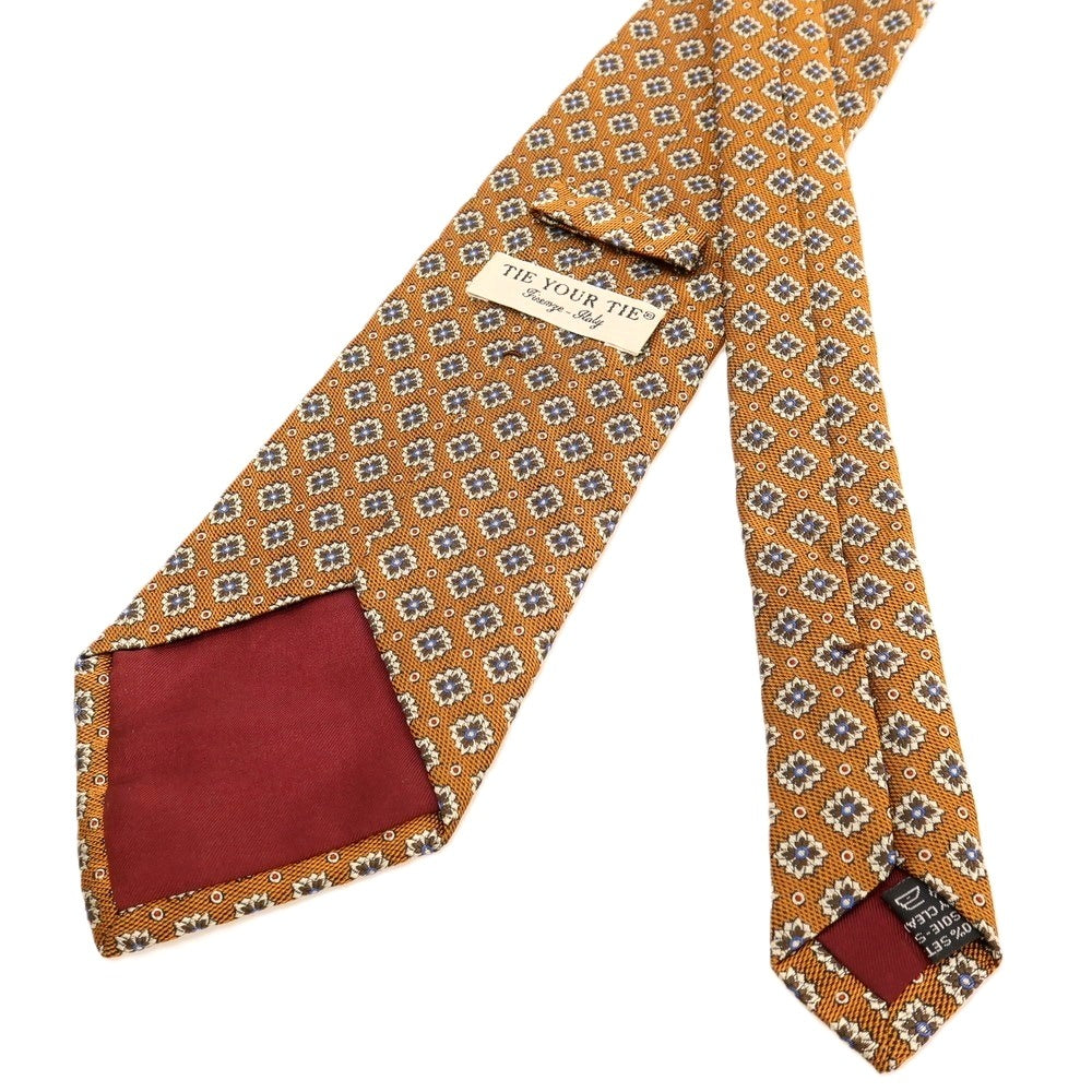 【中古】タイユアタイ TIE YOUR TIE シルク 小紋柄ネクタイ ライトブラウン【 状態ランクB 】【 メンズ 】