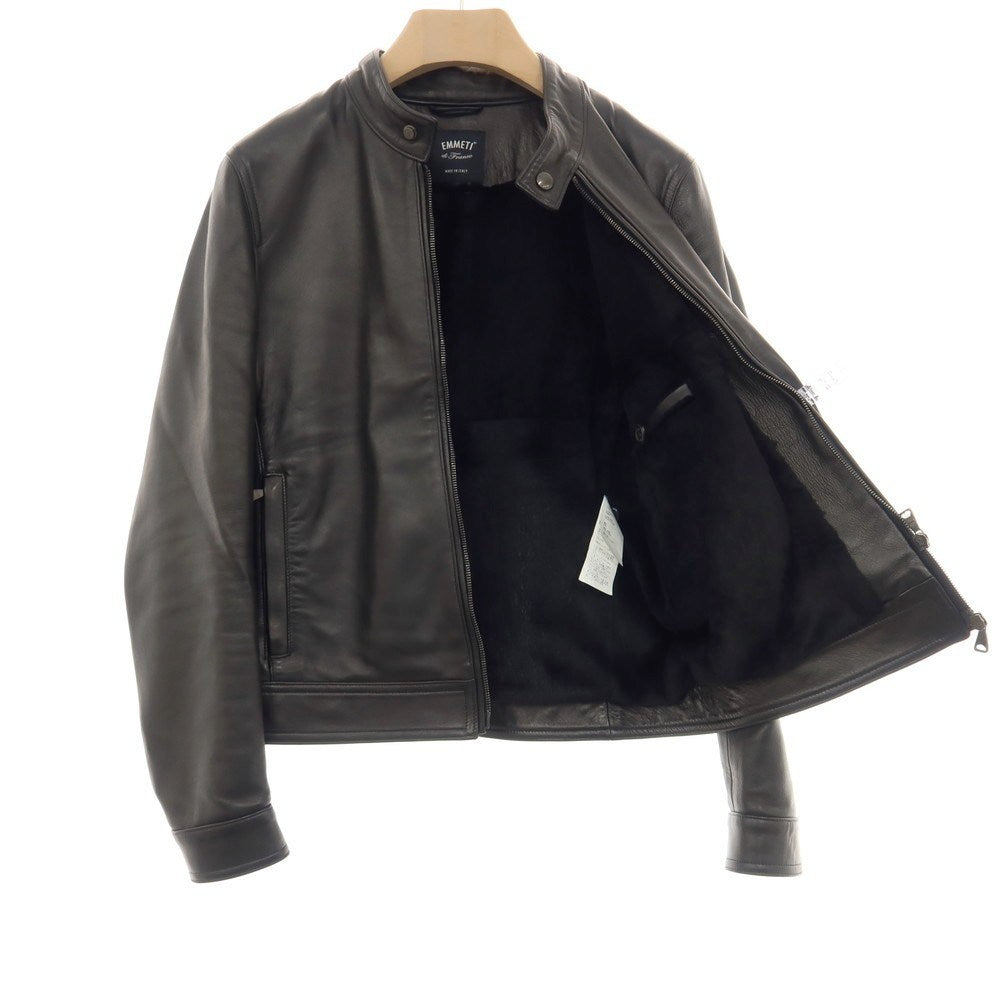 【中古】エンメティ EMMETI JURI LUX ラムスキン レザー シングル ライダースジャケット ブラック【サイズ48】【 状態ランクB 】【 メンズ 】